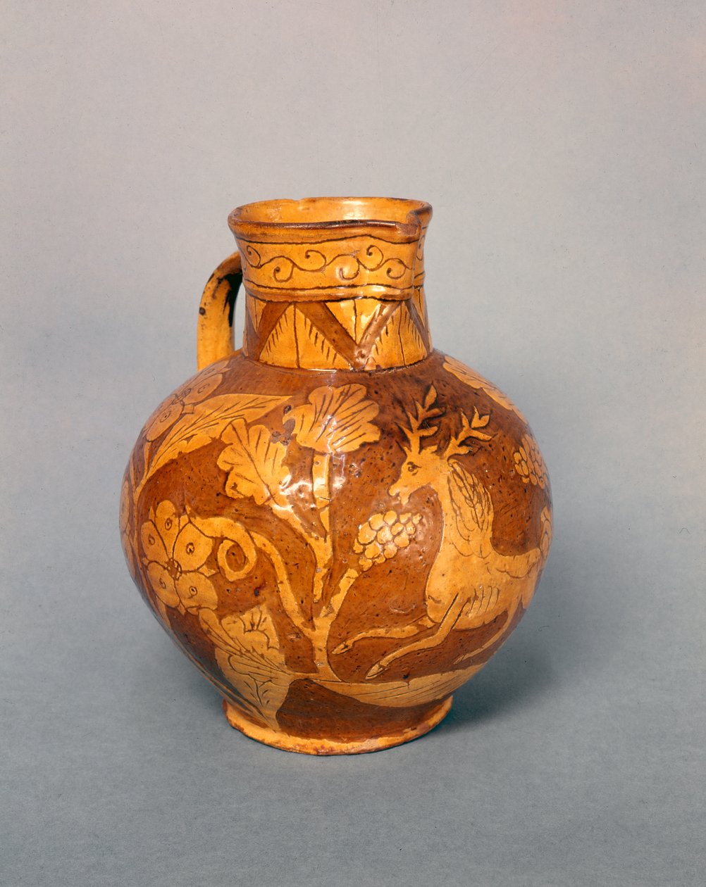Harvest jug with sgraffito decoration by English School