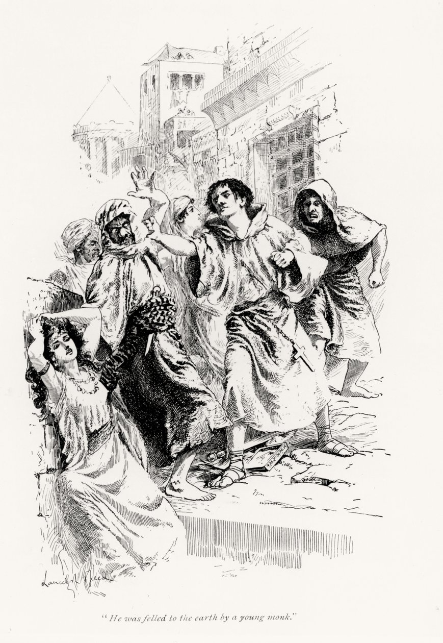 He Was Felled to the Earth by a Young Monk by English School