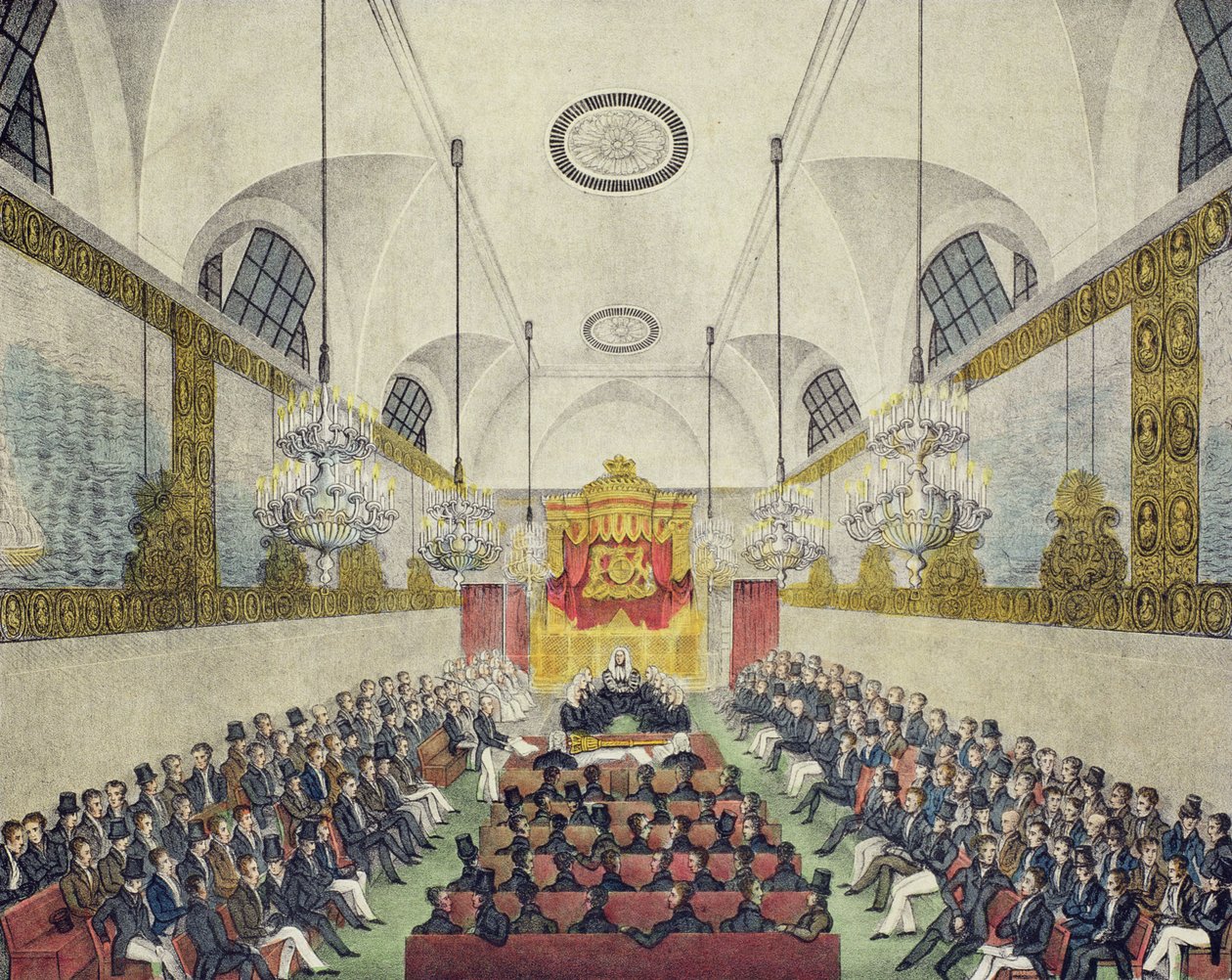 Interior of the House of Lords, in Palace of Westminster by English School