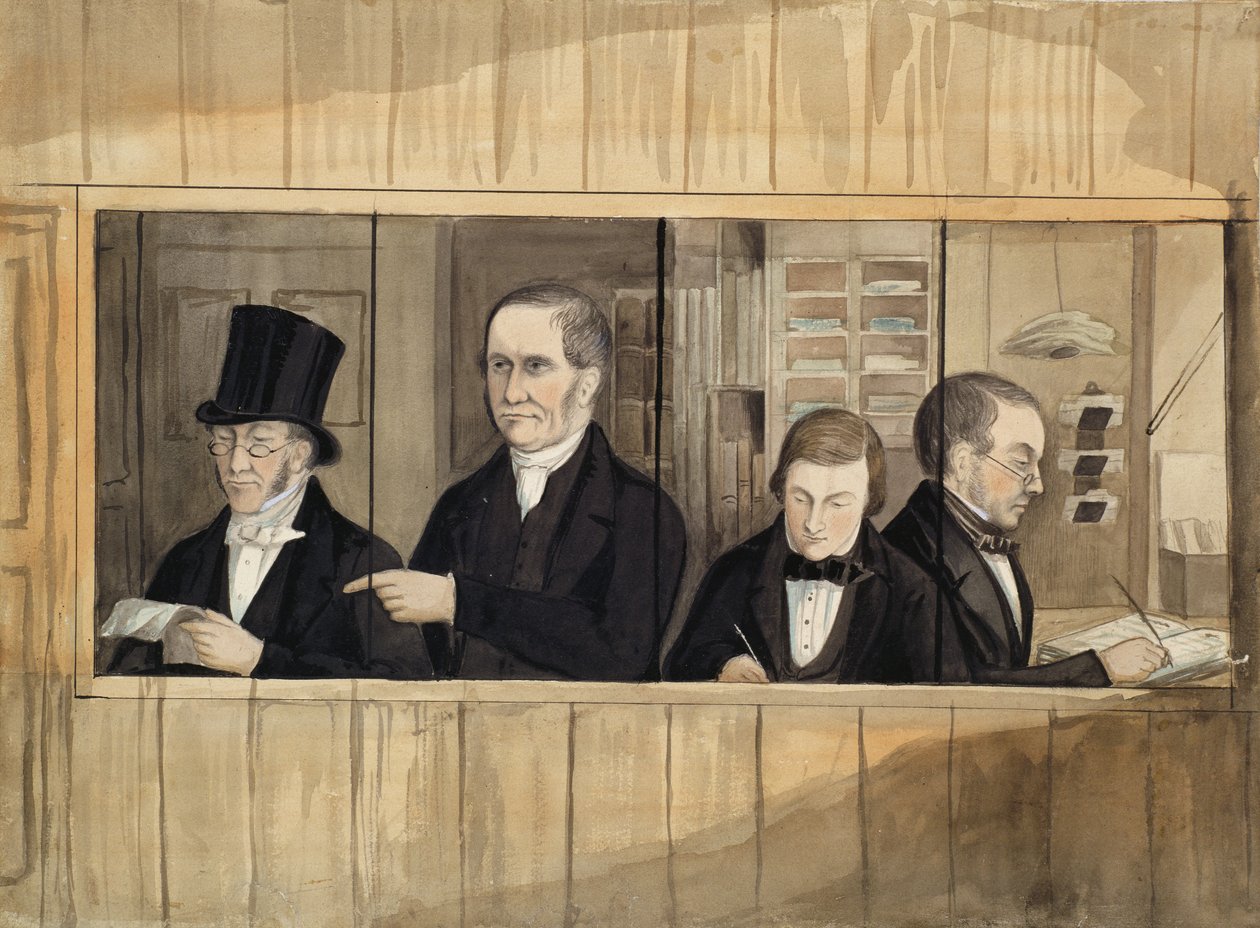 Interior of the Office of Messrs. Charles Greenwood and Company by English School