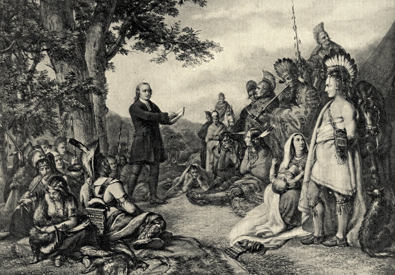 John Wesley Preaching to the Indians in Georgia in 1736 by English School