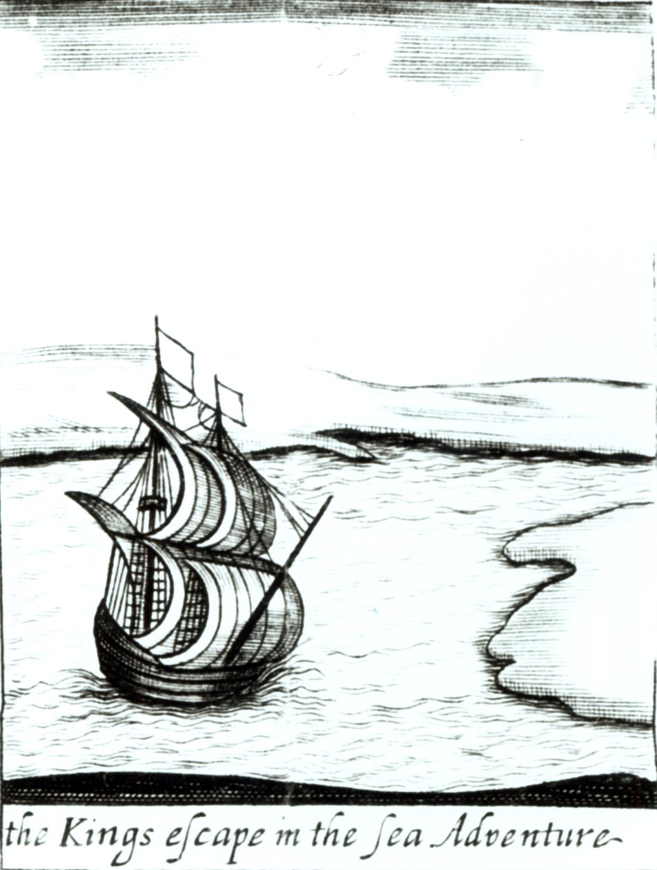 King Charles II Fleeing England in 1651, published 1660 by English School