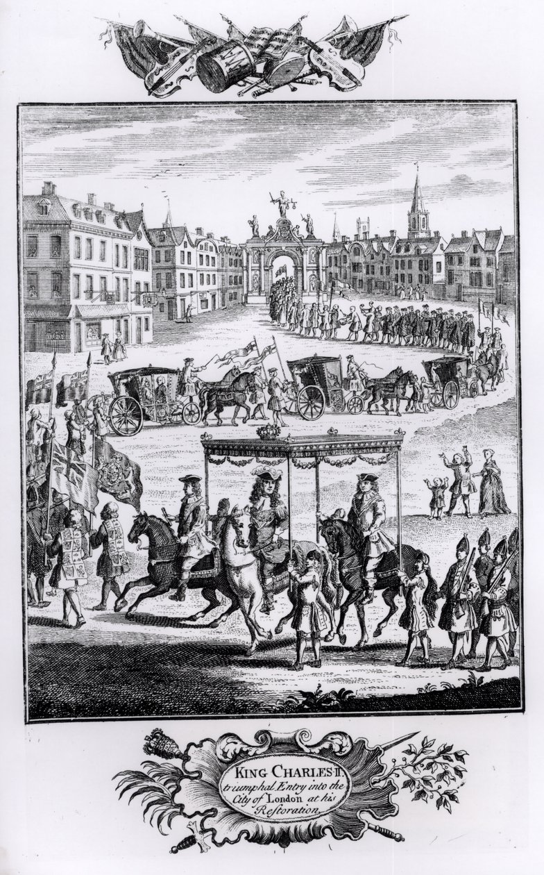 King Charles II: Triumphal Entry into the City of London at His Restoration, May 1660 by English School