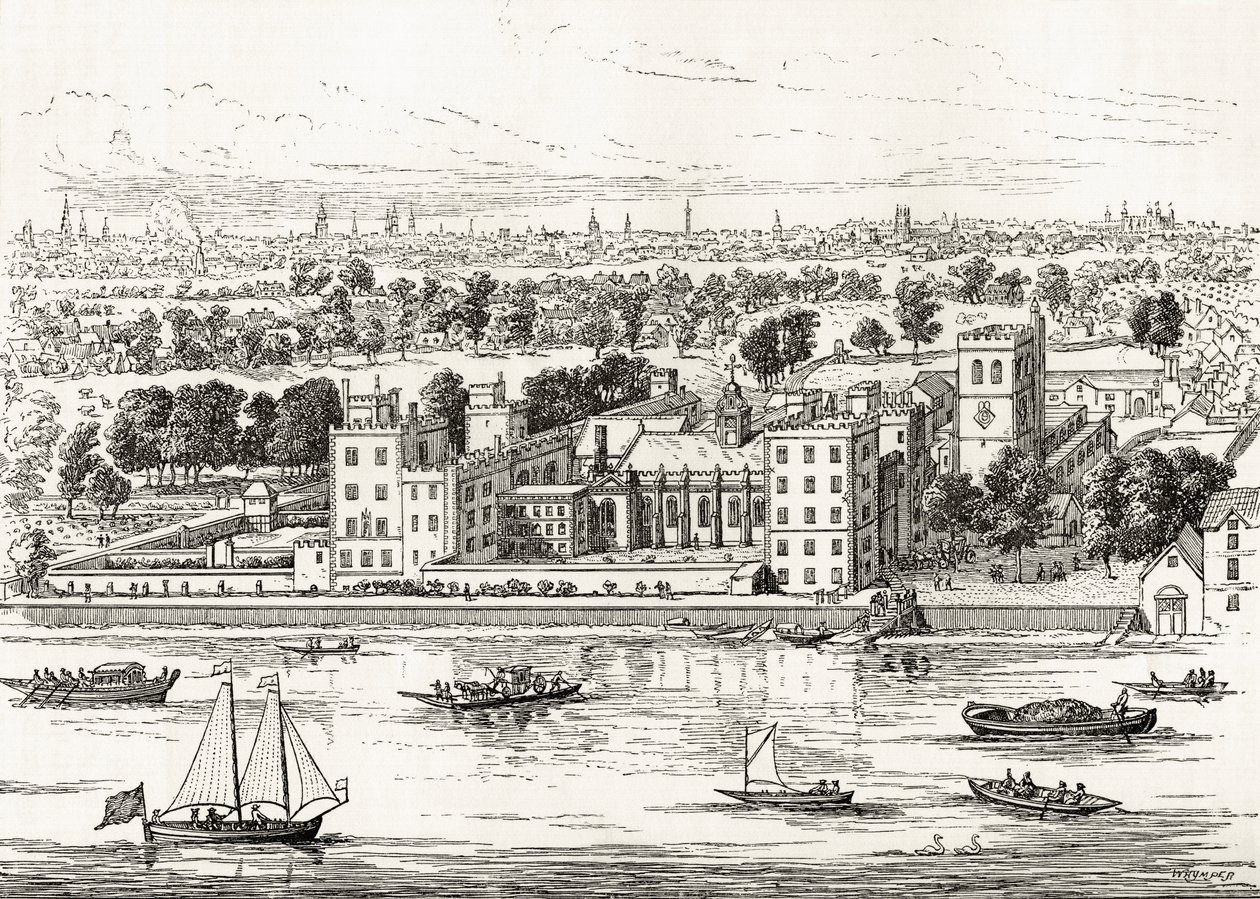 Lambeth Palace from the Thames, from 