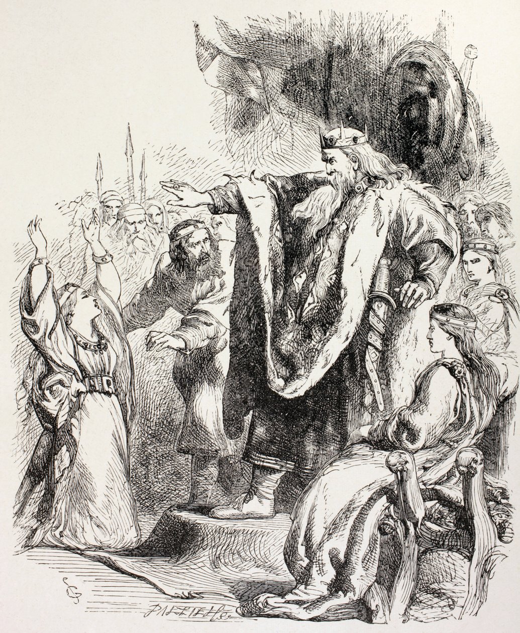 Lear Believes Cordelia Does Not Love Him and Banishes Her, Illustration from King Lear, from 