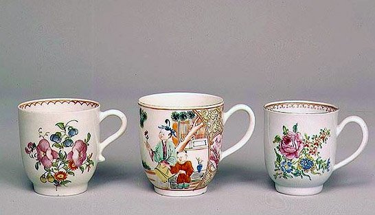 Liverpool Coffee Cup; Lowestoft Porcelain Coffee Cup; Worcester Porcelain Coffee Cup by English School