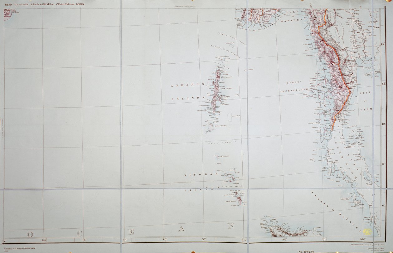 Map of the Andaman and Nicobar Islands, Bay of Bengal, 1898 by English School