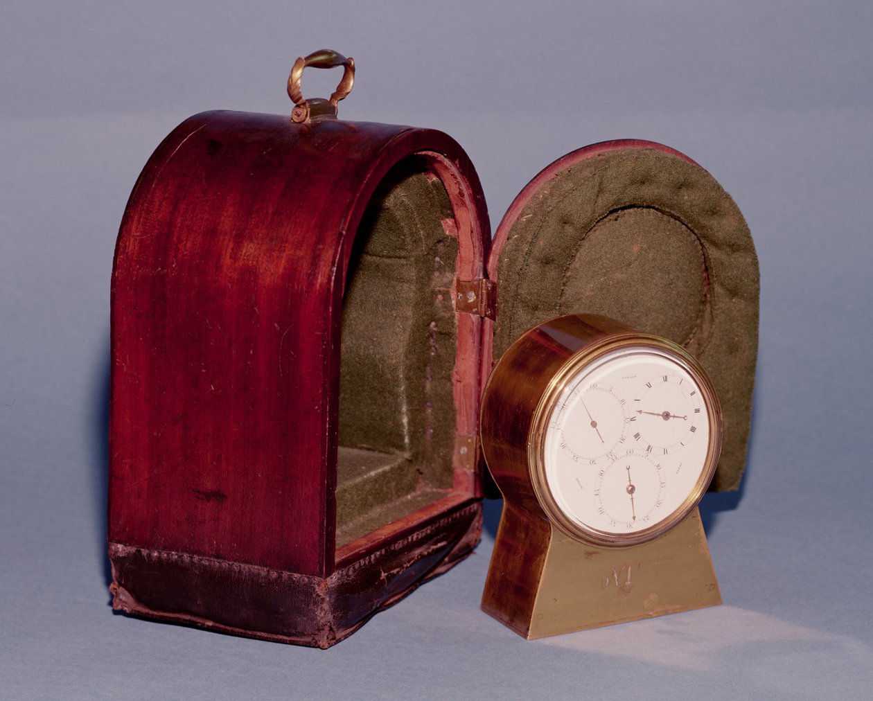 Marine Chronometer in a Brass Case, with White Enamel Dial of Three Subsidiary Dials for Hours, Minutes and Seconds, with Gold Hands and a Baize-Lined Travelling Case, by Josiah Emery by English School