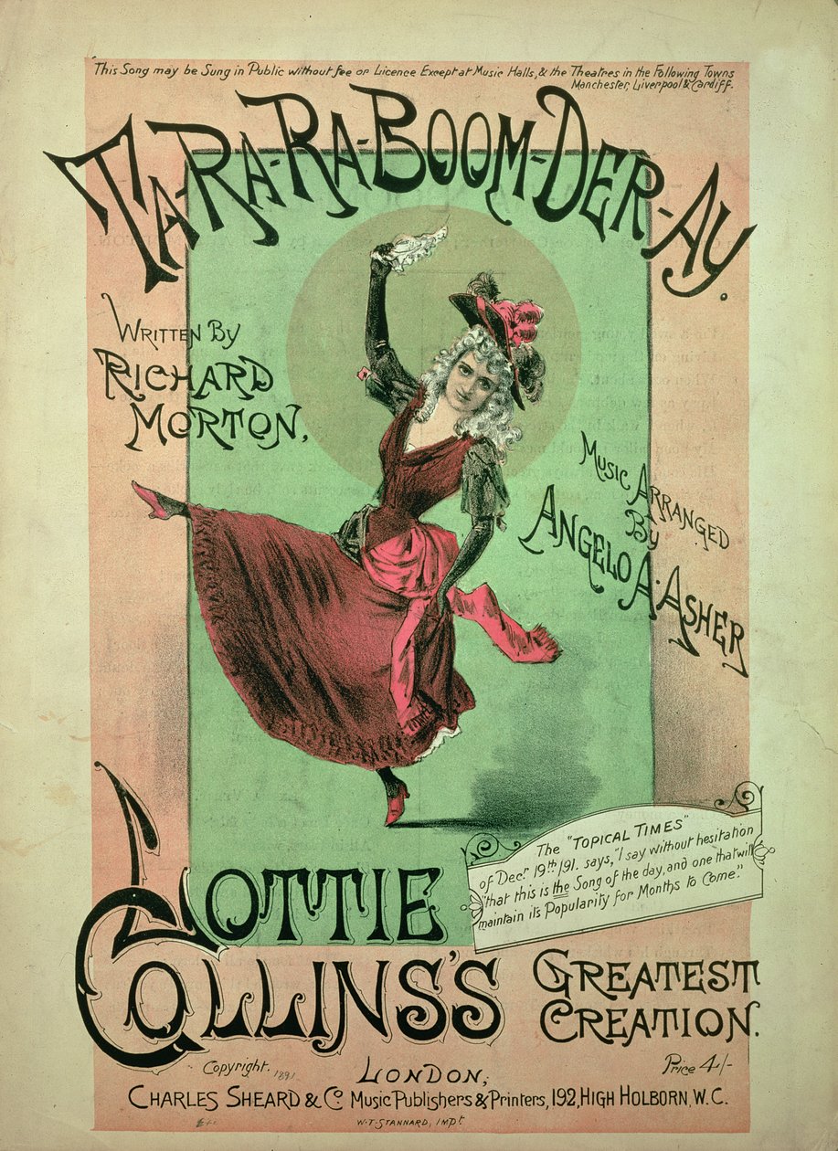 Music Cover for Ta-Ra-Ra-Boom-Der-Ay, Published by Charles Sheard & Co, 1891 by English School