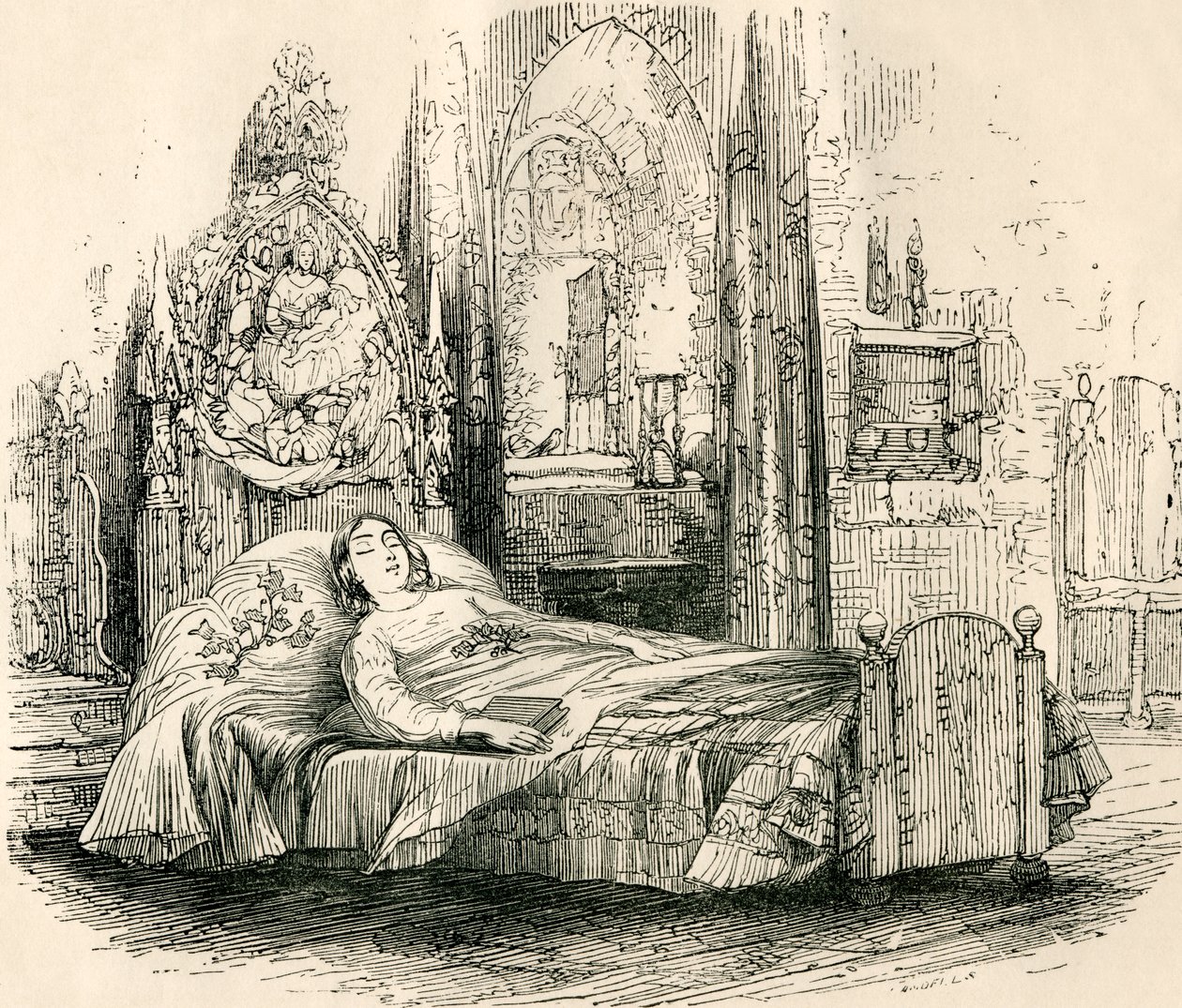 Nell Trent on her deathbed, from 