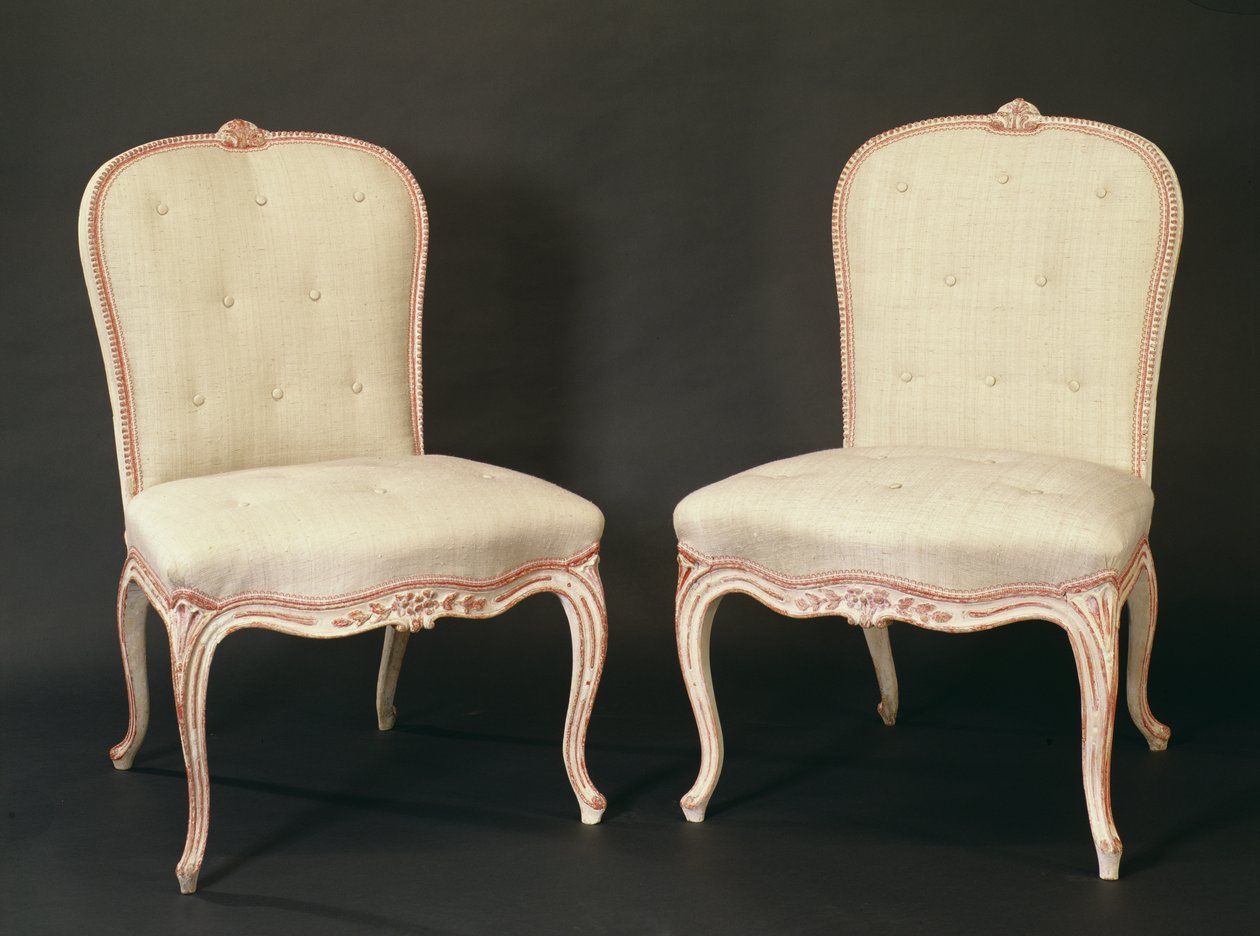 Pair of white painted Hepplewhite chairs in the French manner by English School