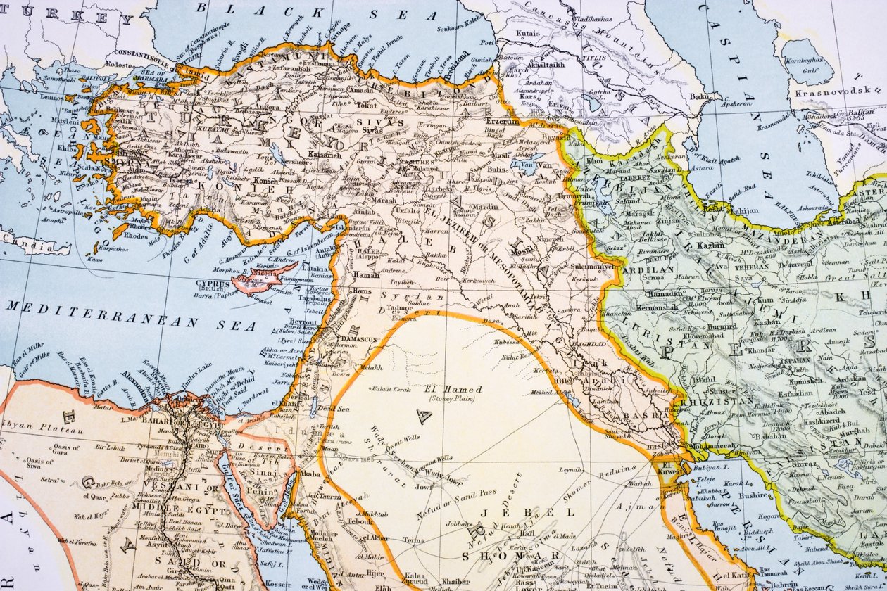 Partial Map of Middle East in the 1890s, from 