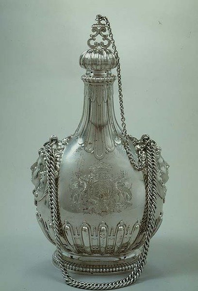 Pilgrim flask with the arm of Charles Churchill by English School