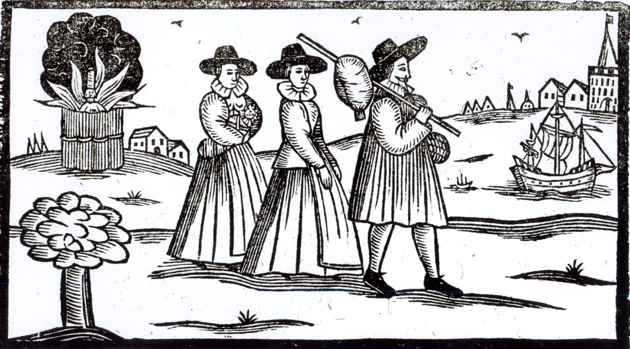 Pilgrims departing for the New World by English School
