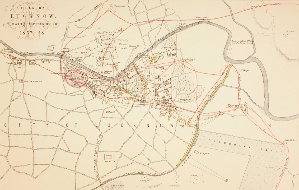Plan of Lucknow, 1883 by English School