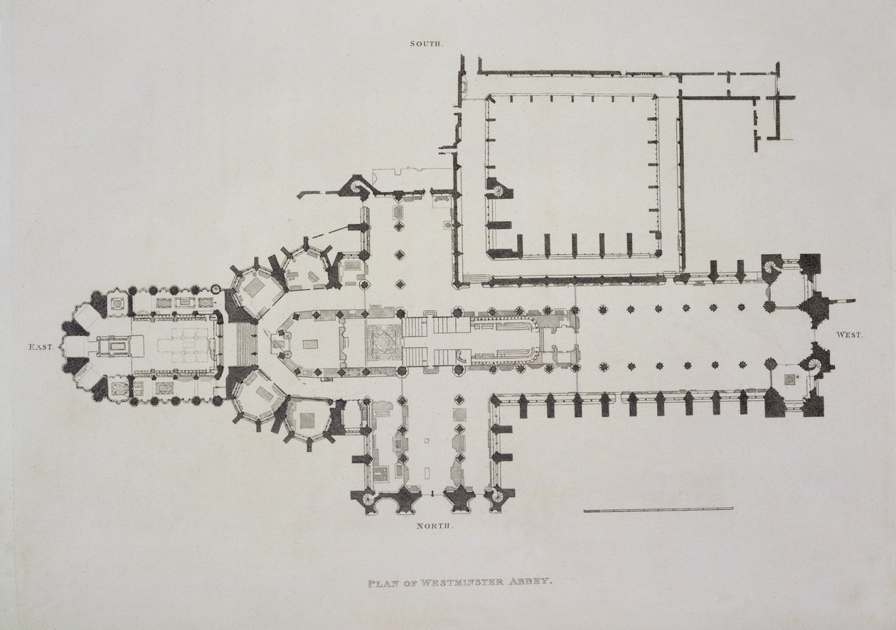 Plan of Westminster Abbey, plate 1 from Westminster Abbey, pub. by Rudolph Ackermann by English School