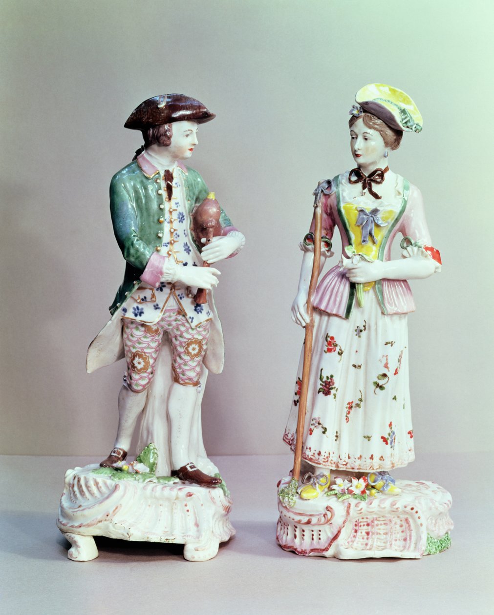 Plymouth Porcelain Shepherd and Shepherdess by English School