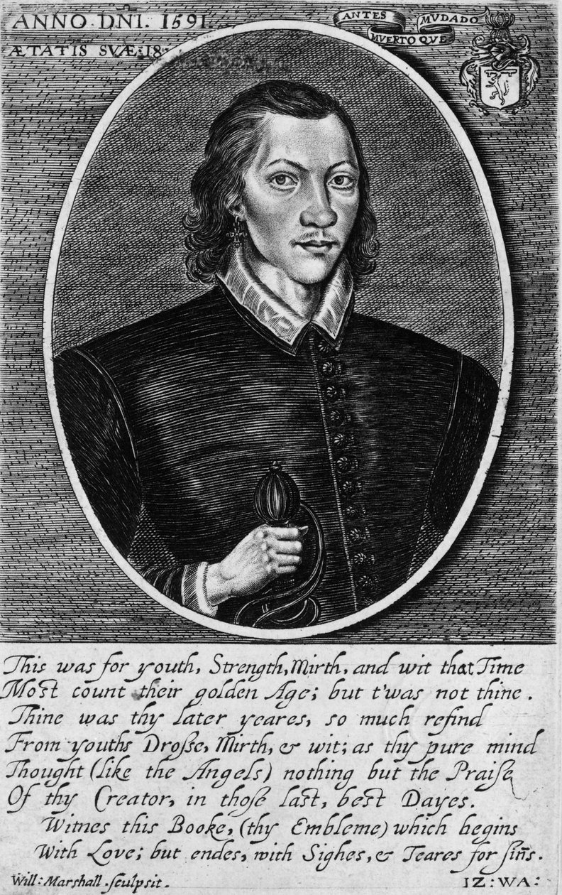 Portrait of John Donne, 1591, Frontispiece to 