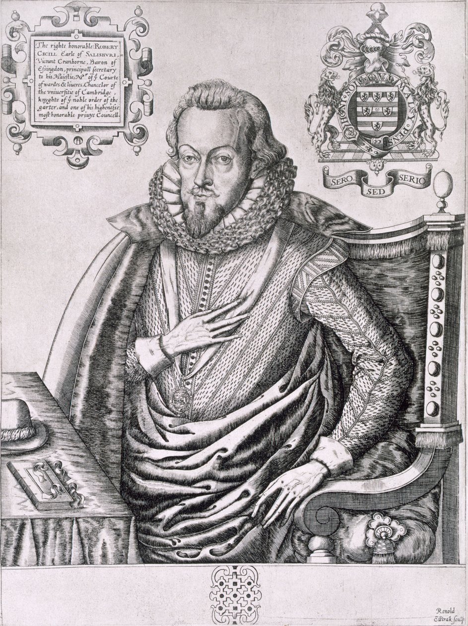 Portrait of Robert Cecil, 1st Earl of Salisbury, Engraved by Renold Elstrack by English School