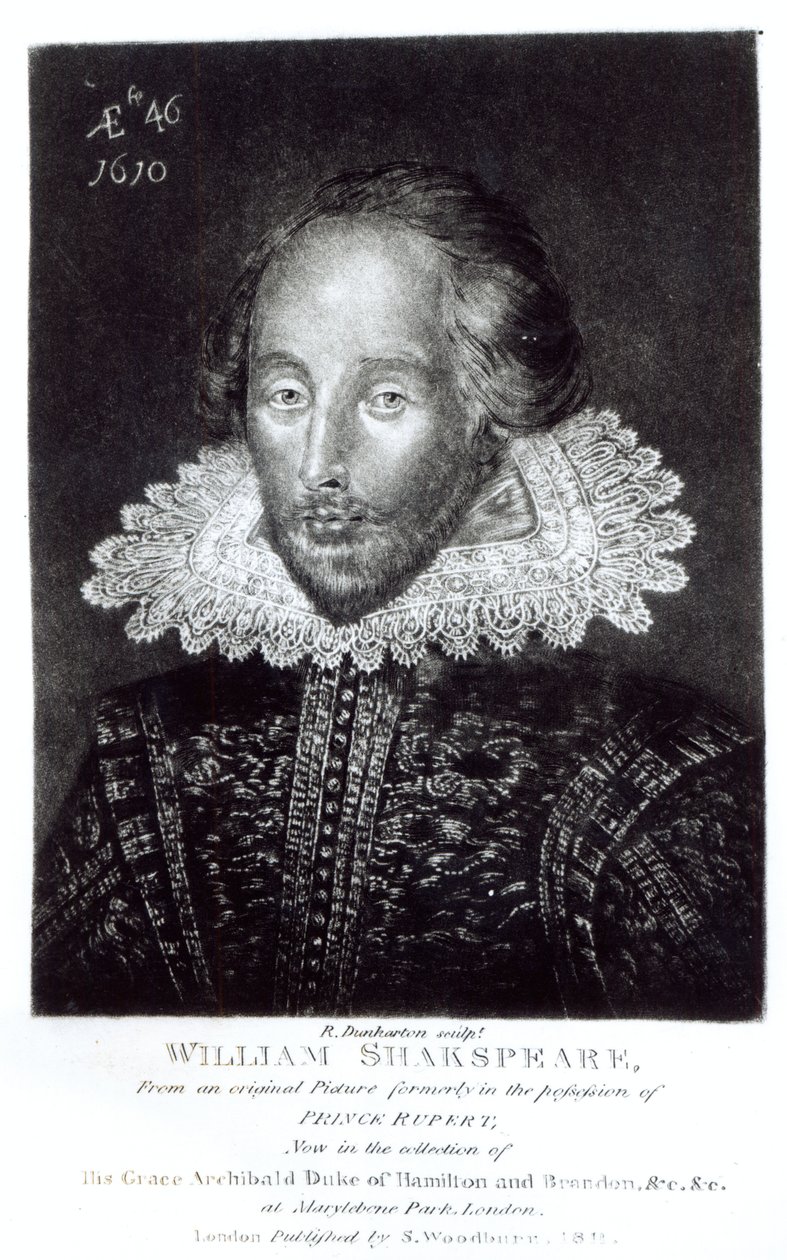 Portrait of William Shakespeare engraved by Robert Dunkarton by English School