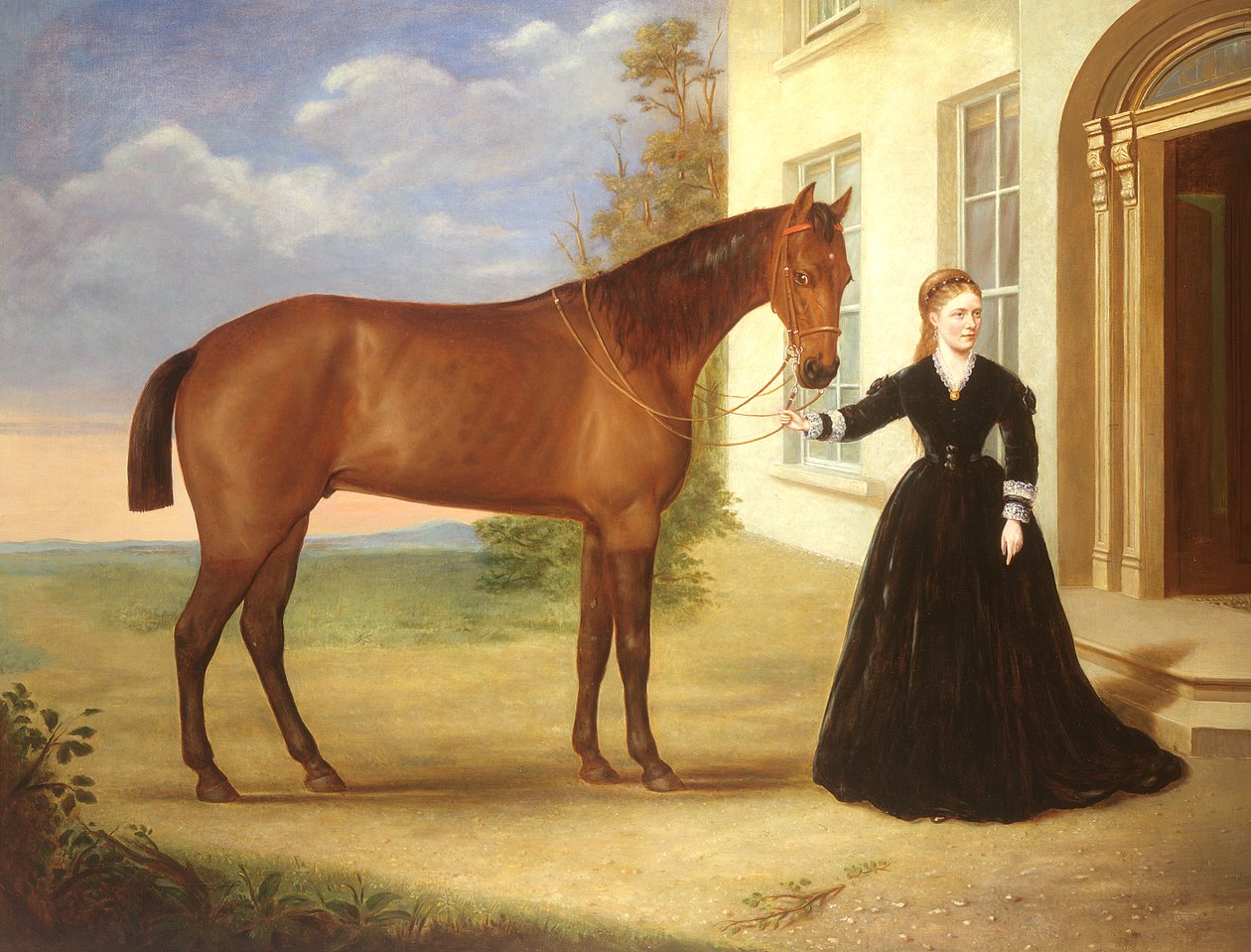 Portrait of a Lady with Her Horse, c.1840 by English School