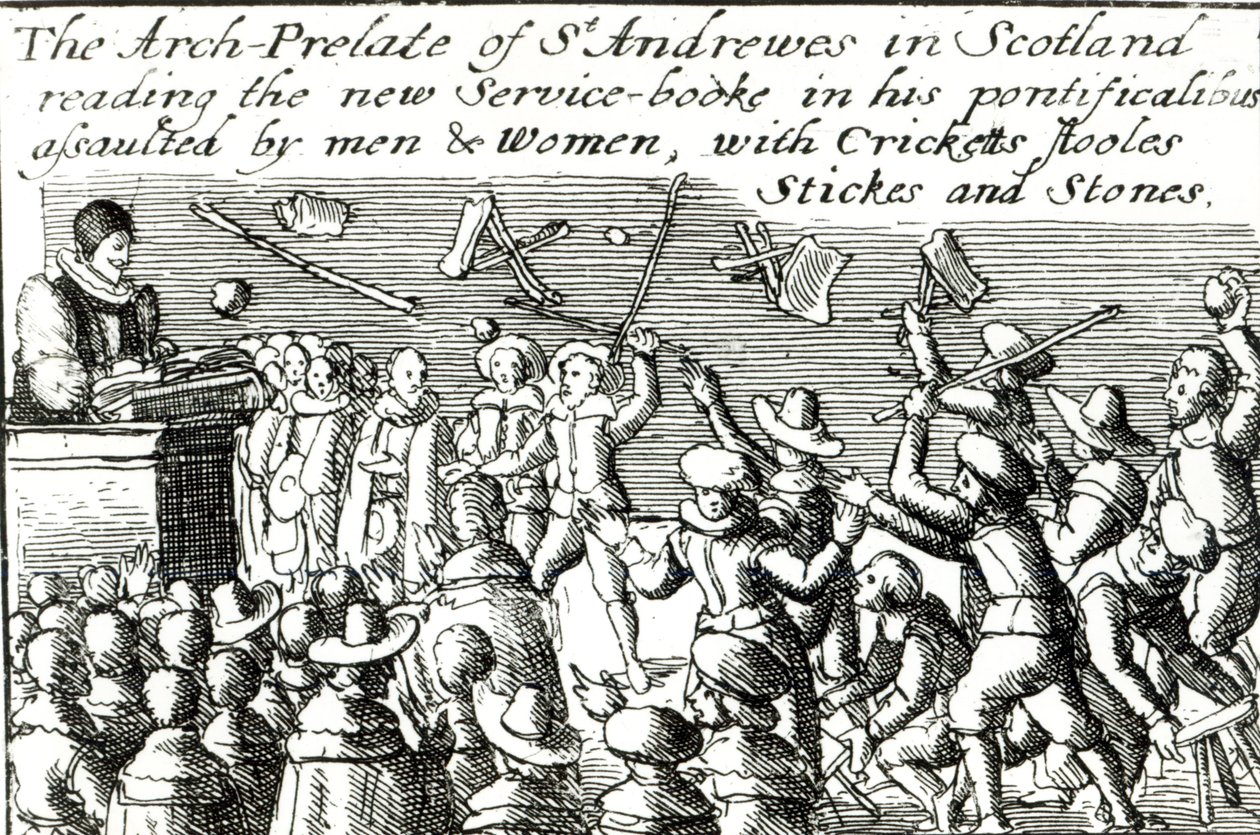 Protesters in Edinburgh, 1637 by English School
