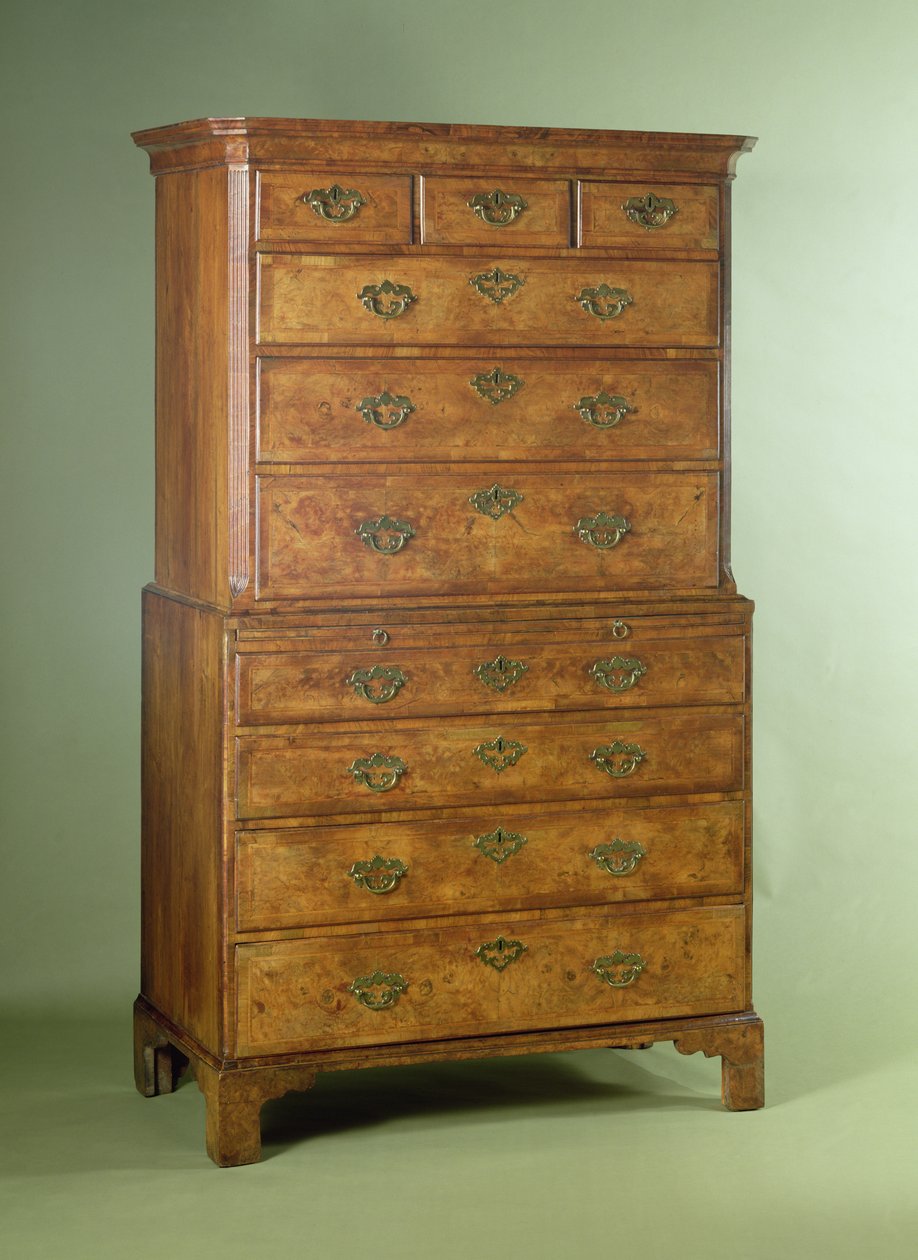 Queen Anne walnut tallboy, early 18th century by English School