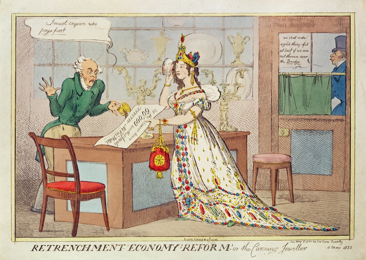 Retrenchment Economy Reform, or the Cunning Jeweller, 1822 by English School