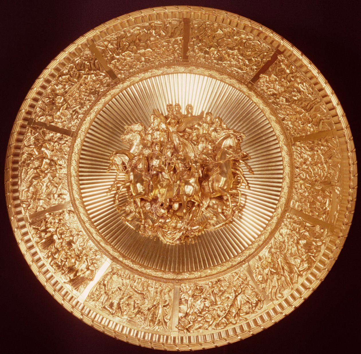 Shield, ordered by Green, War und Green for presentation by the Merchants and Bankers of the City to the Duke of Wellington, designed by Thomas Stothard, made by Benjamin Smith, c.1822 by English School
