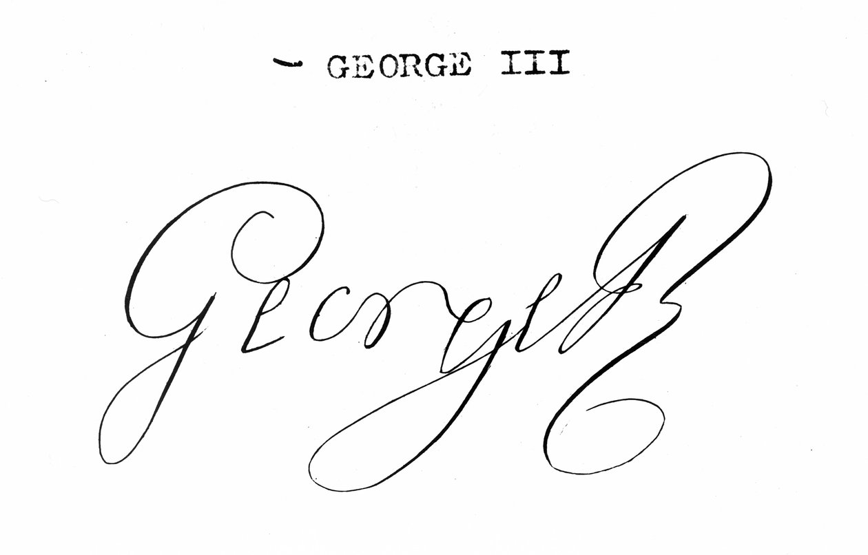 Signature of King George III (1738-1820) by English School
