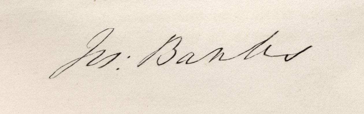 Signature of Sir Joseph Banks (1743-1820) Baronet of Banks by English School