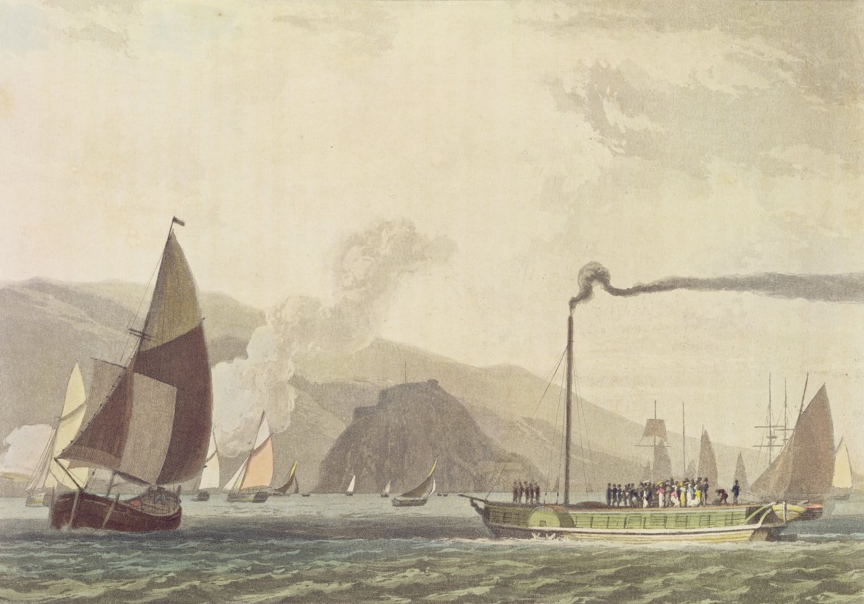 Steam Boat on the Clyde near Dumbarton, 1802 by English School