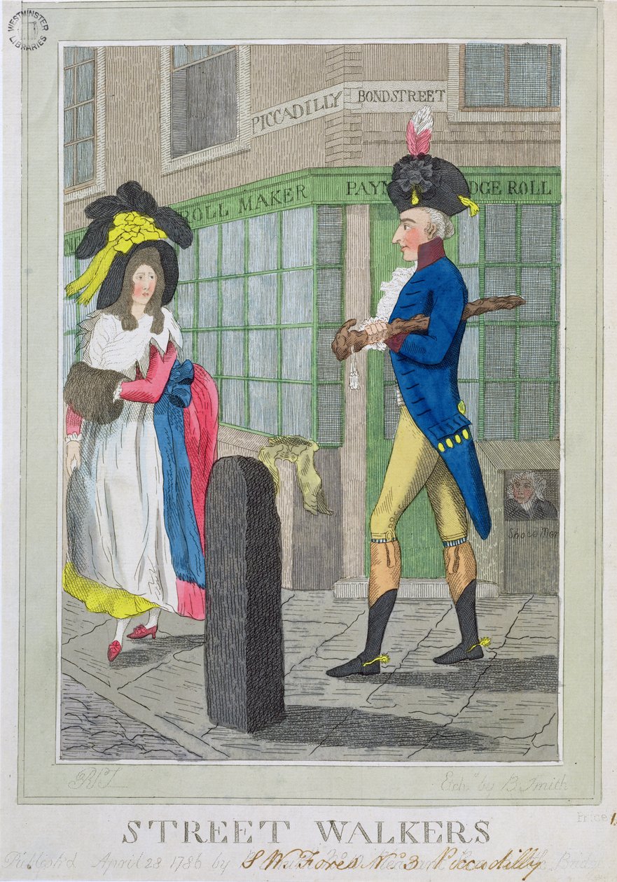 Street Walkers, etched by B. Smith, pub. by S.W. Fores by English School