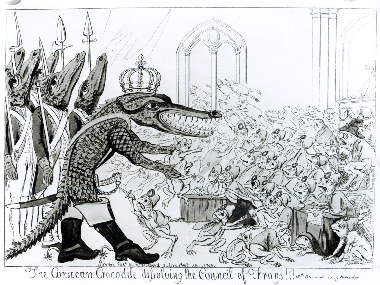 The Corsican Crocodile dissolving the Council of Frogs by English School