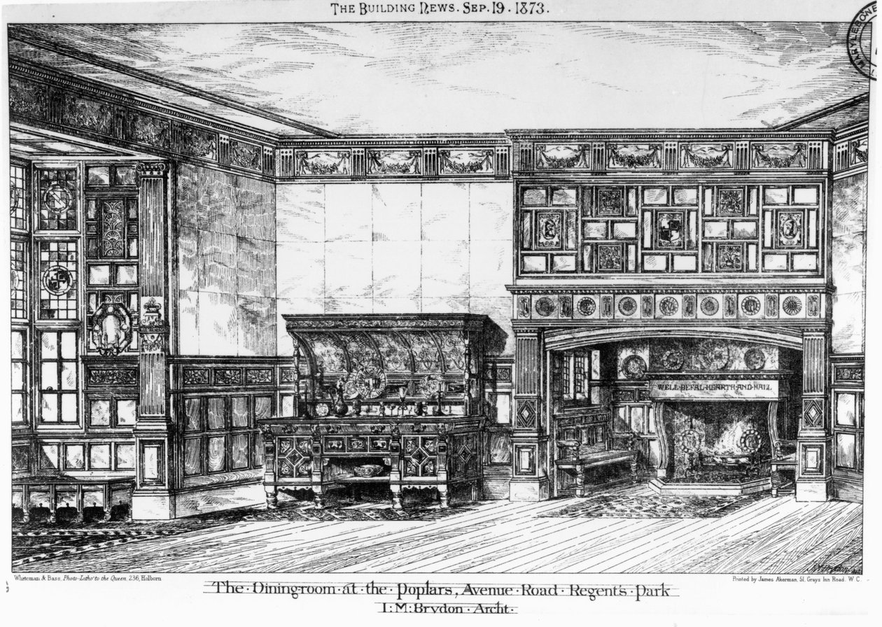The Dining Room at the Poplars, Avenue Road, Regents Park, from 