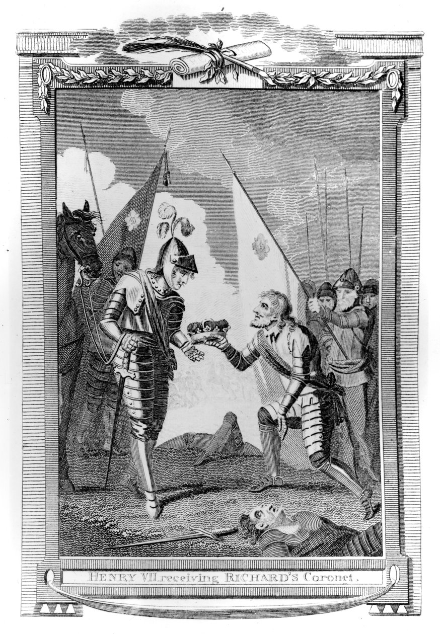 The Earl of Richmond Presented with the Crown of England After the Battle of Bosworth by English School