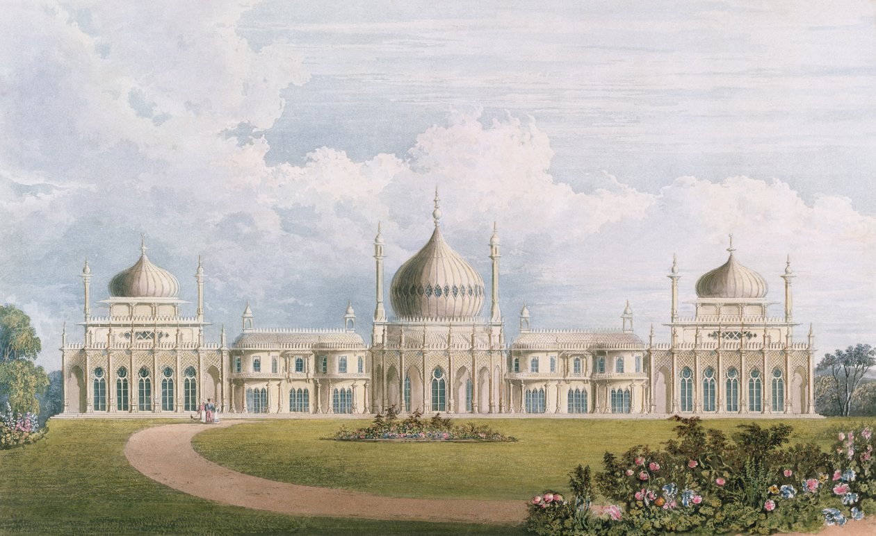 The East Front, from Views of the Royal Pavilion, Brighton by English School