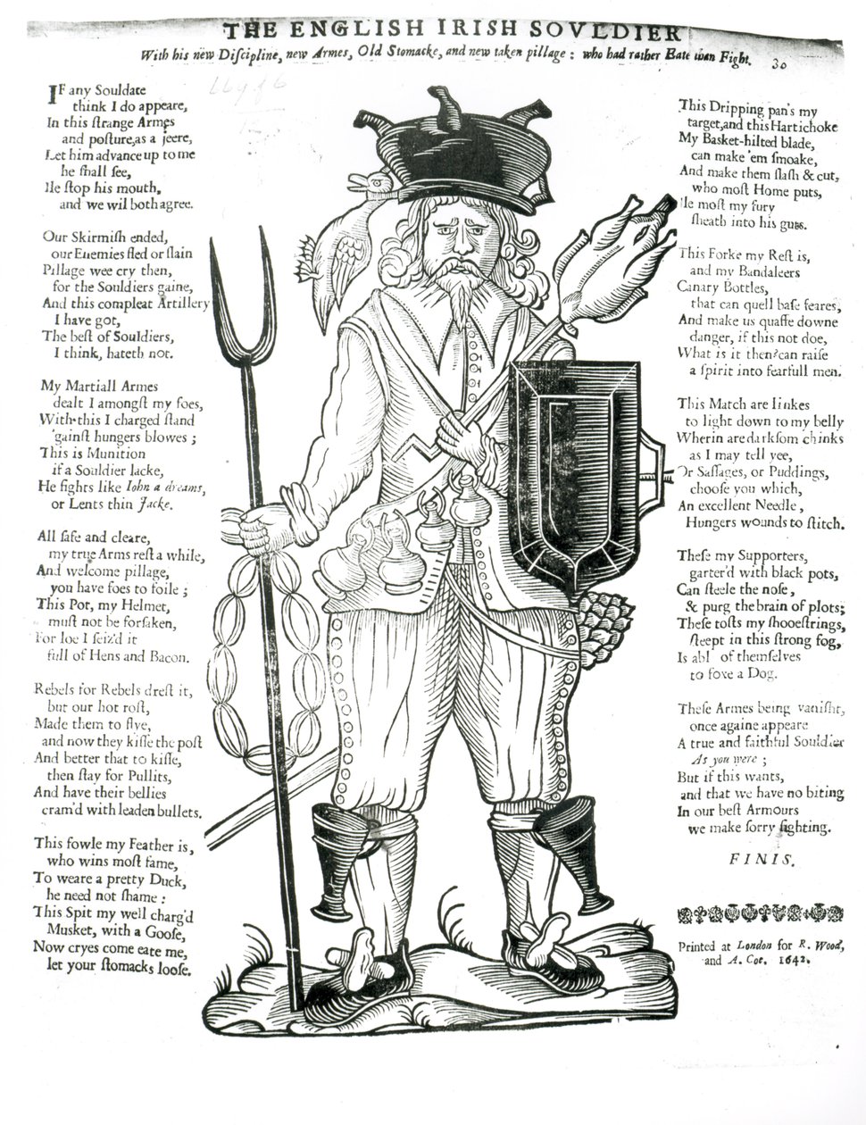 The English Irish Soldier, Satirical Broadsheet, pub. 1642 by English School