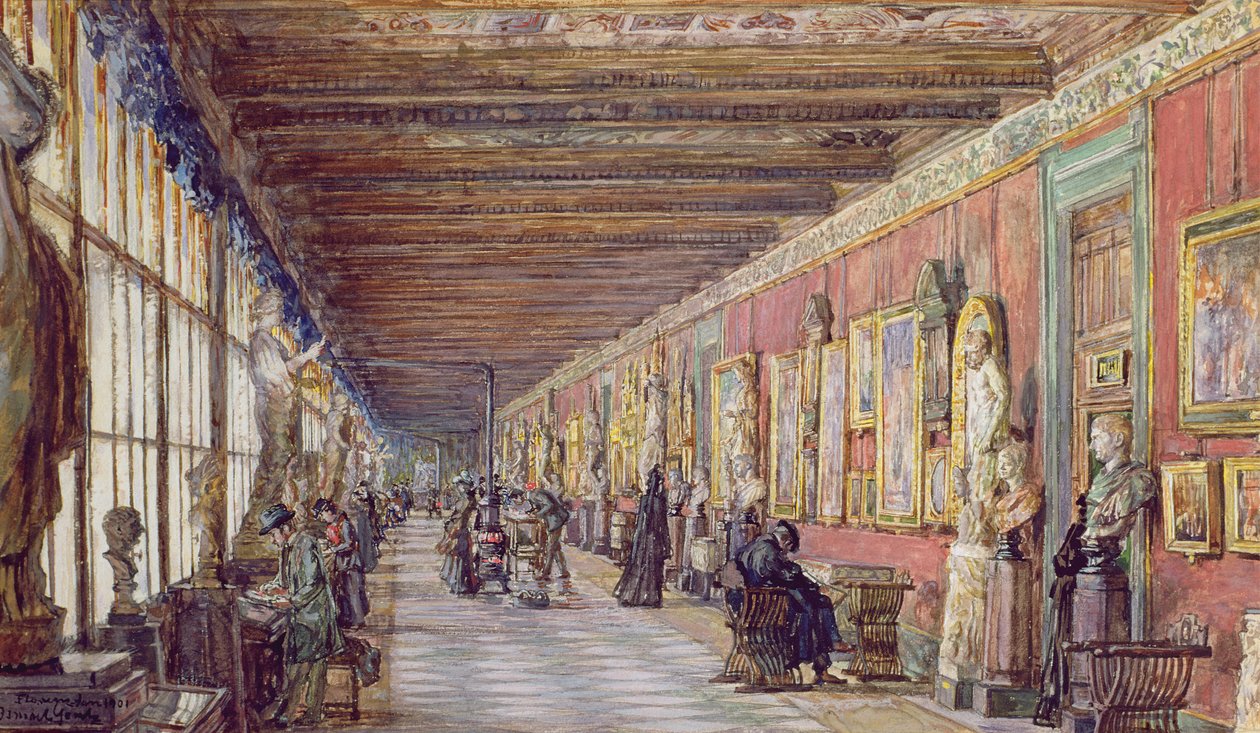 The Long Gallery, The Uffizi by English School