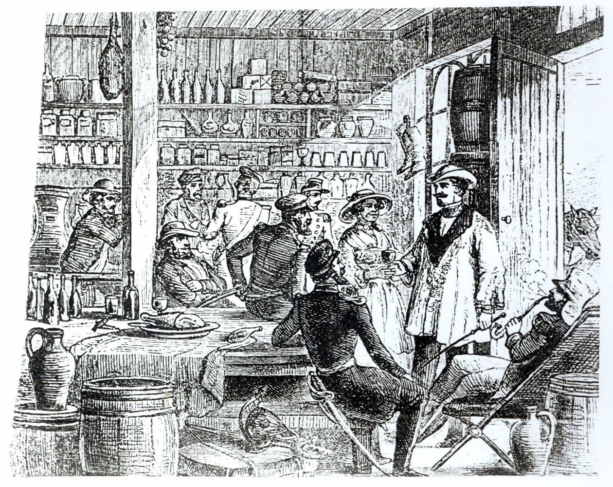 The Meeting of Mary Seacole and Alexis Soyer in her hotel bar by English School