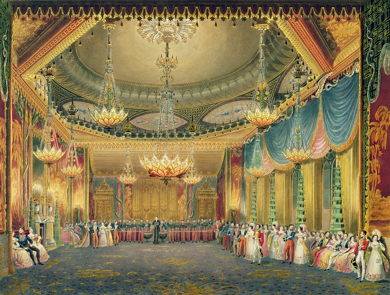 The Music Room, from Views of the Royal Pavilion, Brighton by English School