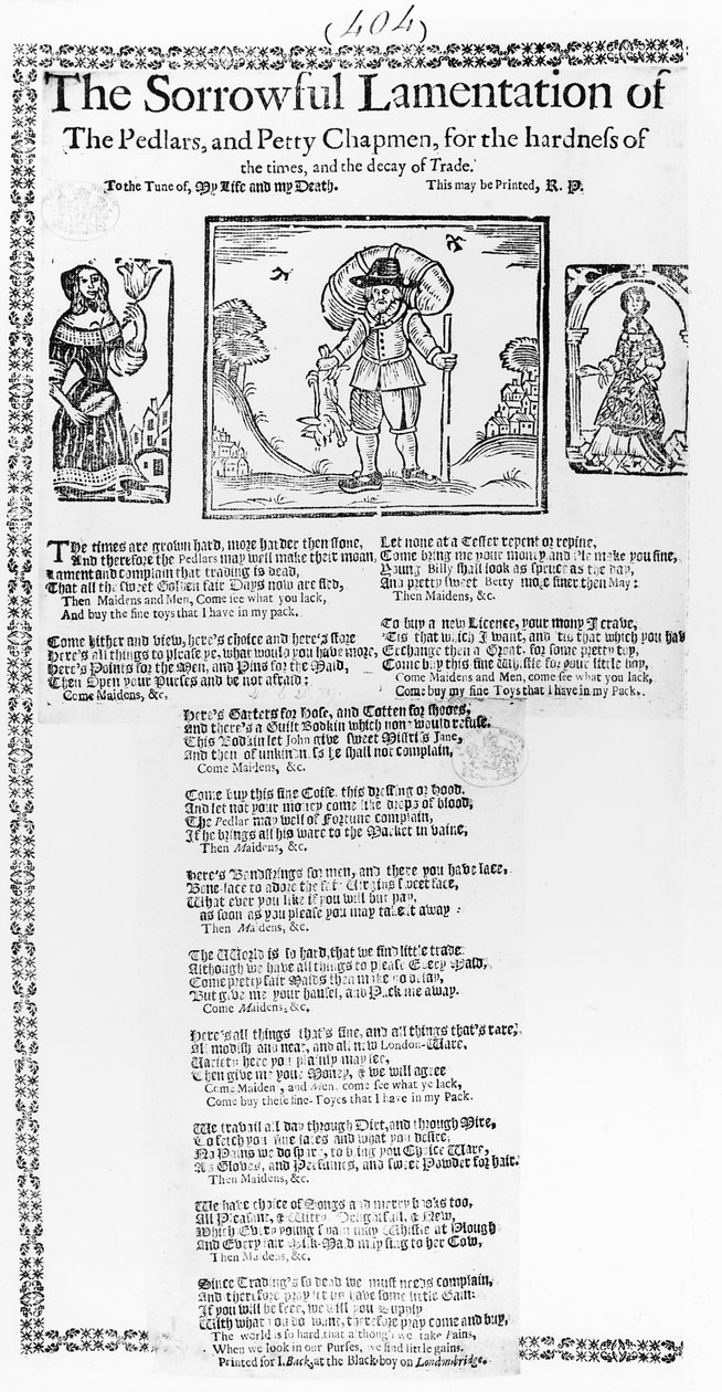 The Sorrowful Lamentation of the Pedlars, and Petty Chapmen by English School