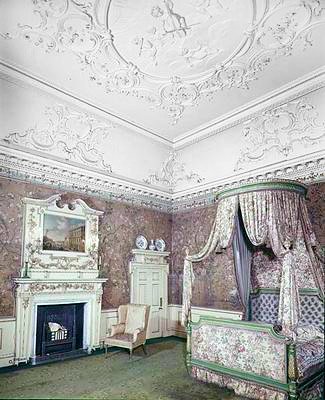 The State Bedroom with ceiling by James Paine and Chinese wallpaper by Robert Adam, c.1760-70 by English School