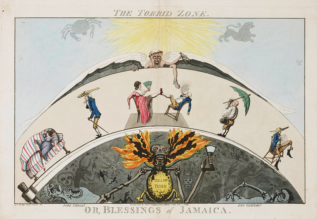 The Torrid Zone, or Blessings of Jamaica. c.1800 (coloured aquatint) by English School