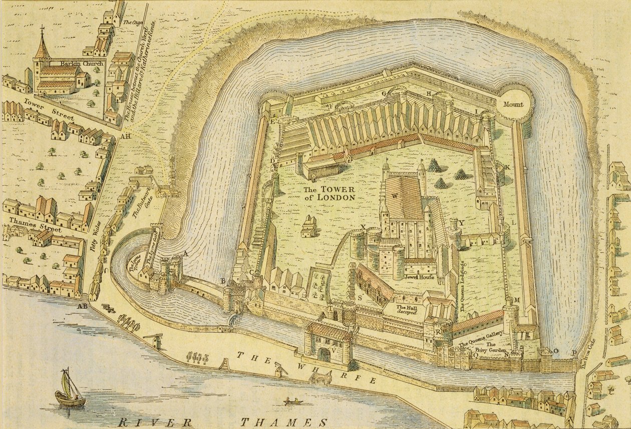 The Tower of London, from a survey made in 1597 by English School