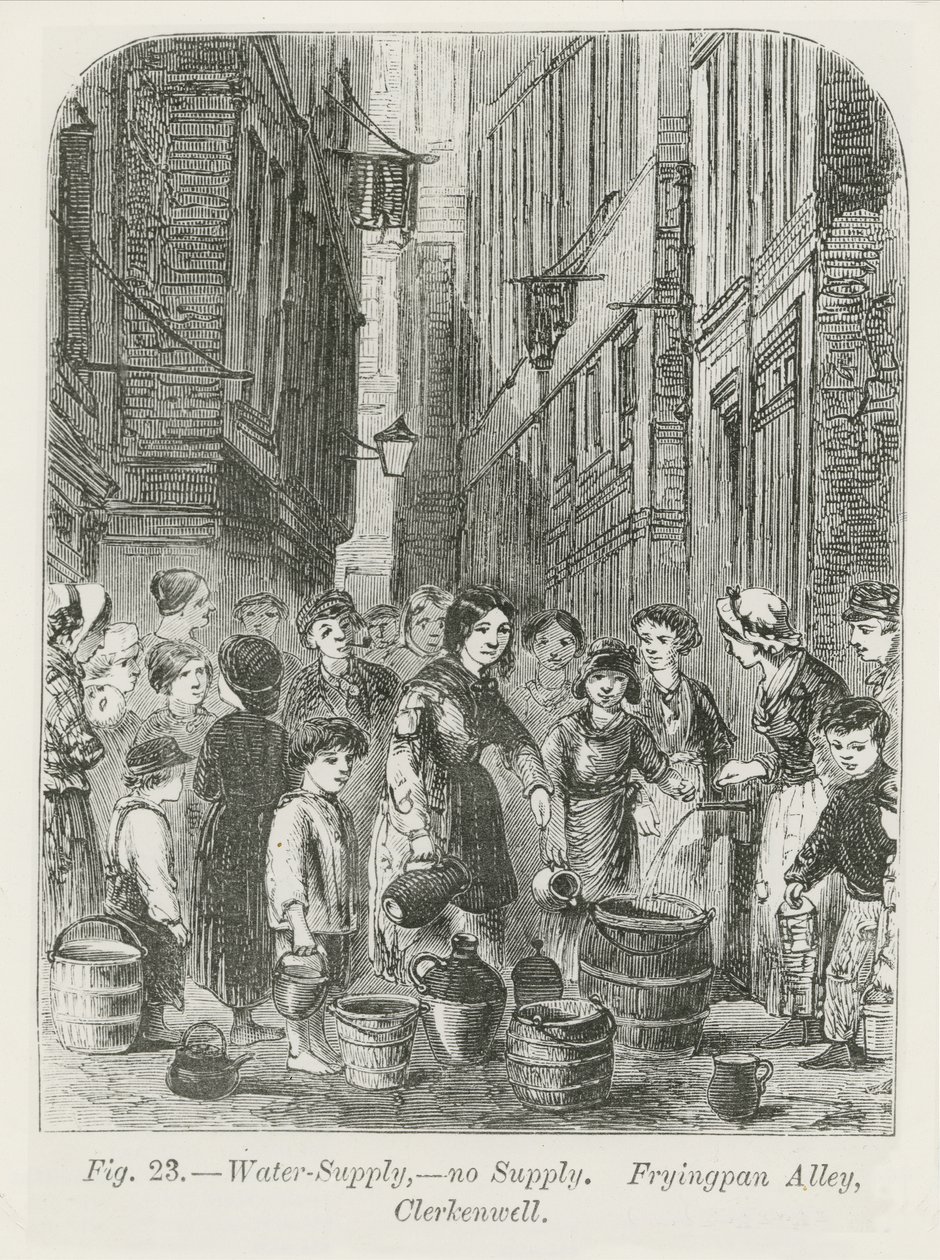The Water Supply in Fryingpan Alley, Clerkenwell, 1864 by English School