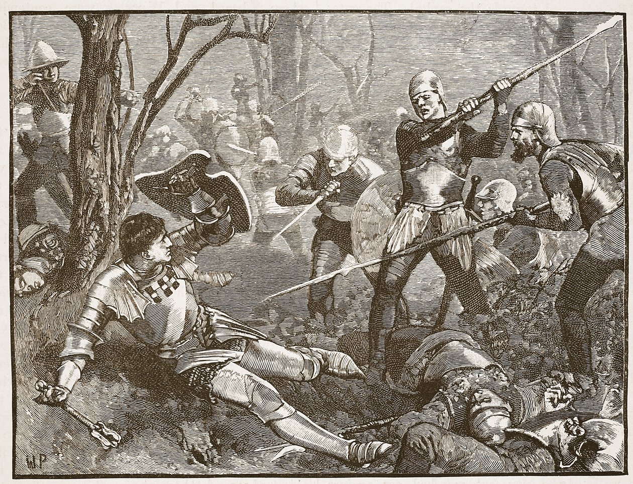 The Death of the King Maker at the Battle of Barnet, c.1880, Illustration from Cassell