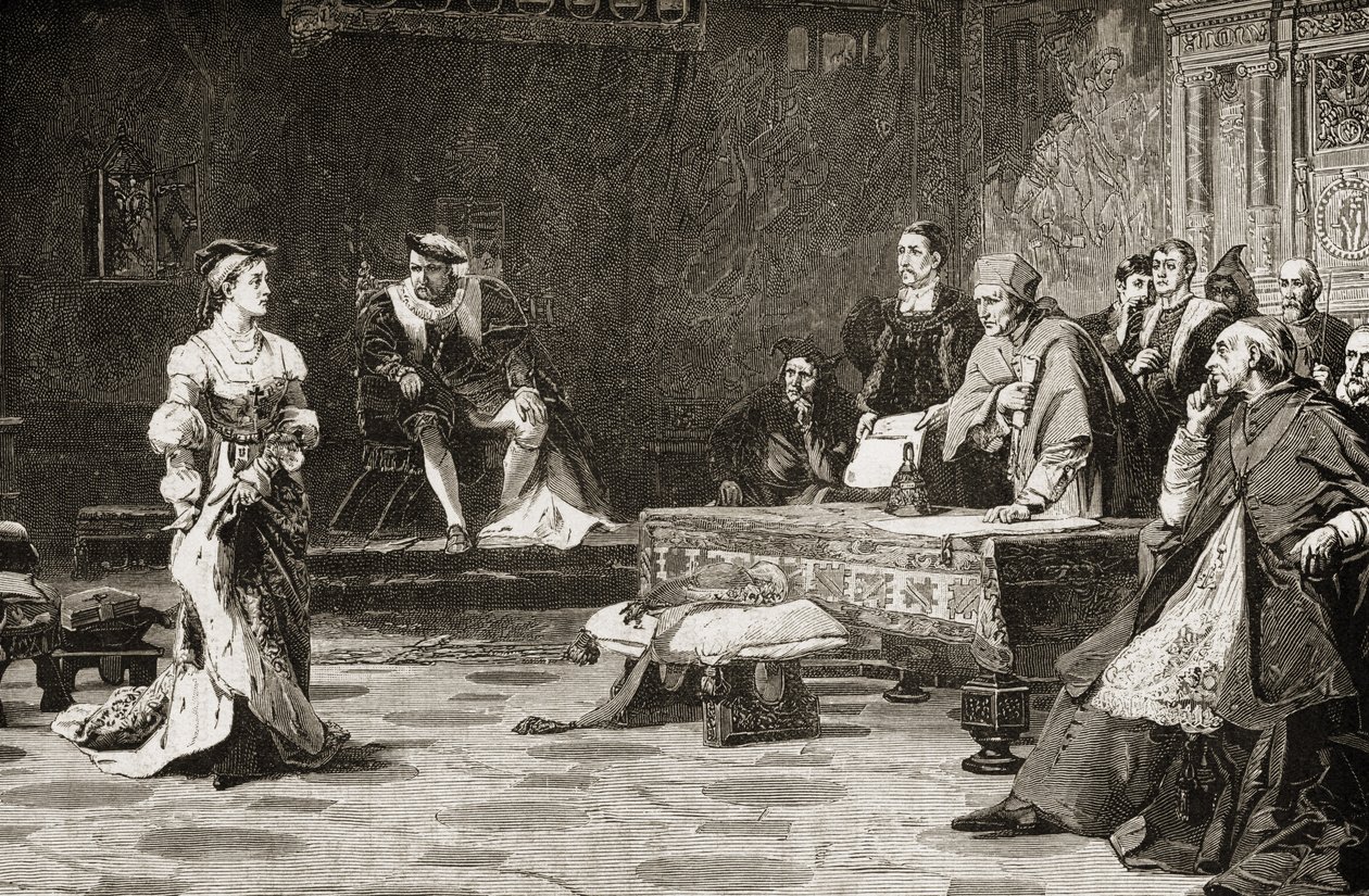 The First Trial of Catherine of Aragon (1485-1536) in 1529 by English School