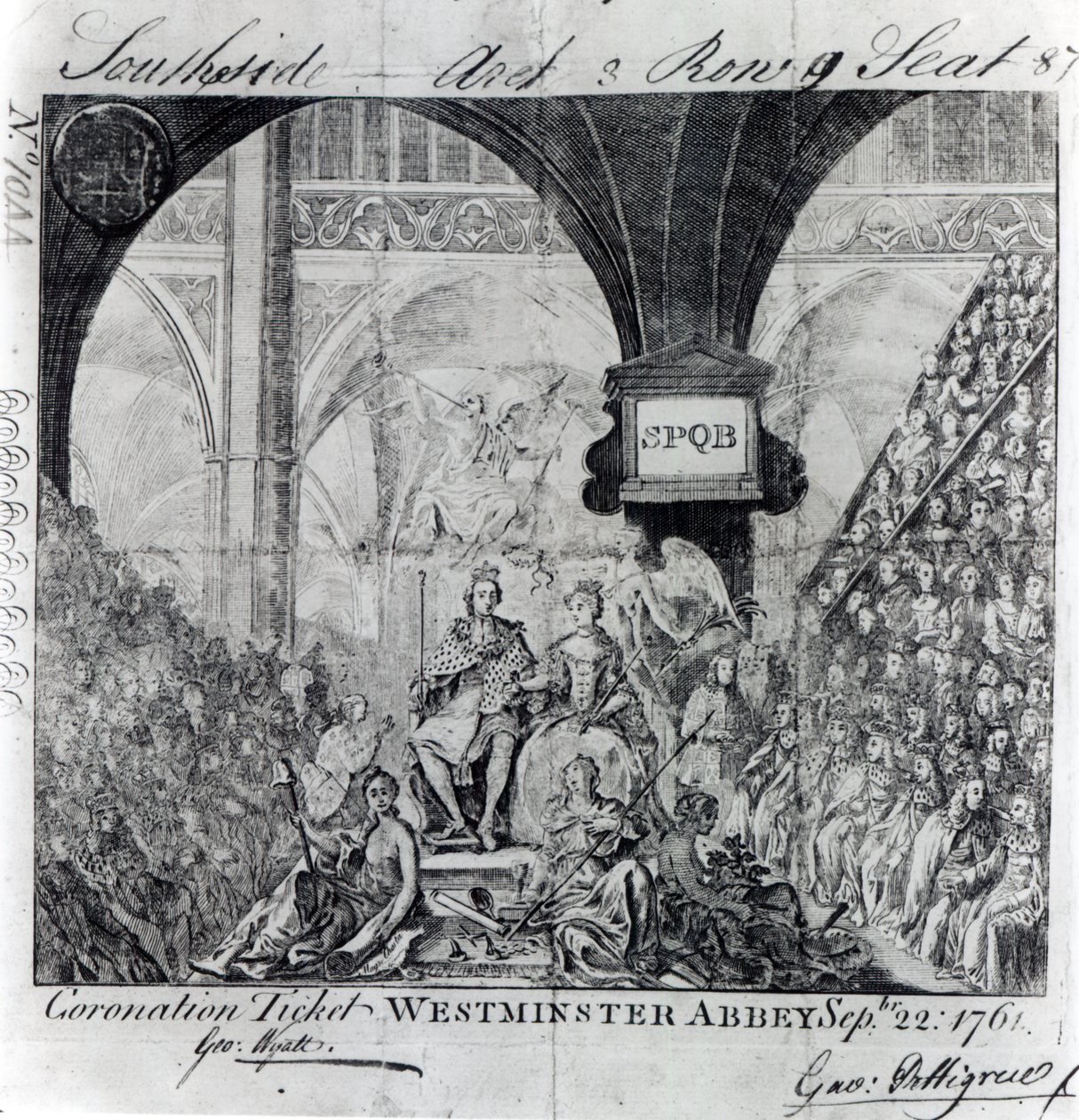 Ticket for the Coronation of George III at Westminster Abbey, September 22nd 1761 by English School