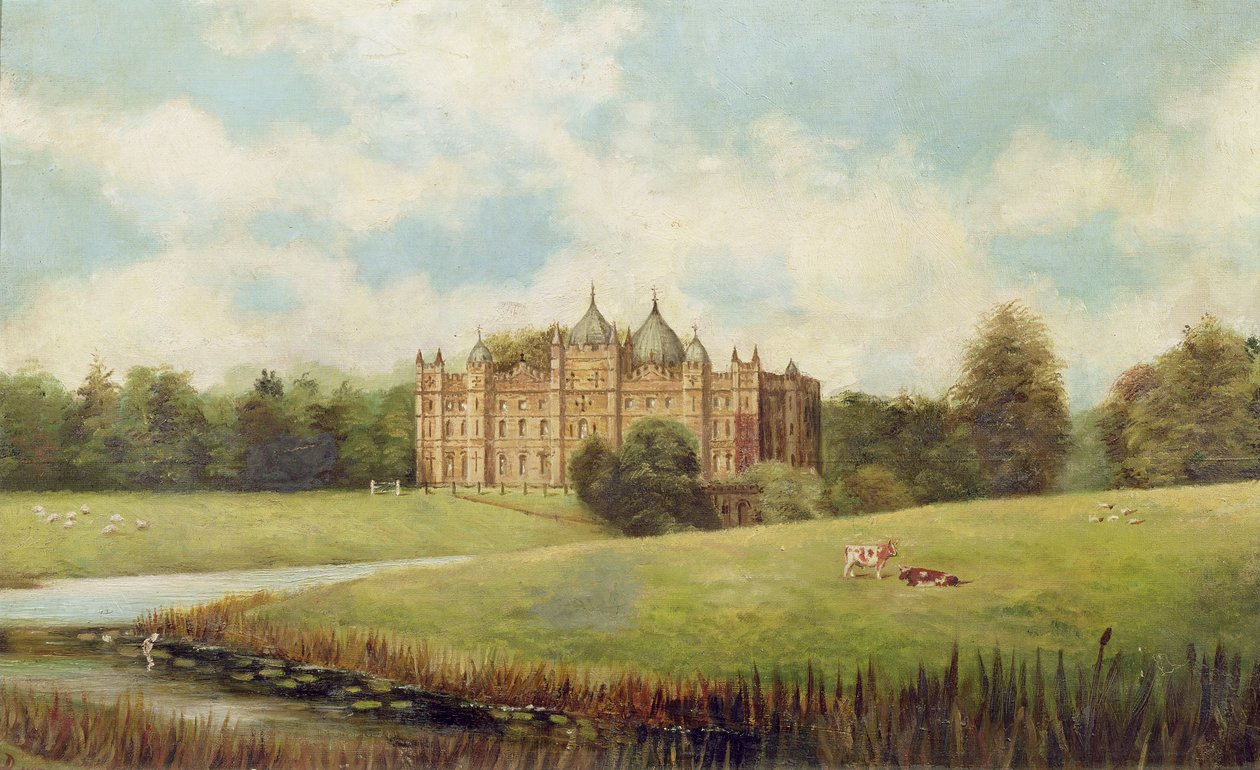 Tong Castle Across the Meadows (Demolished) by English School